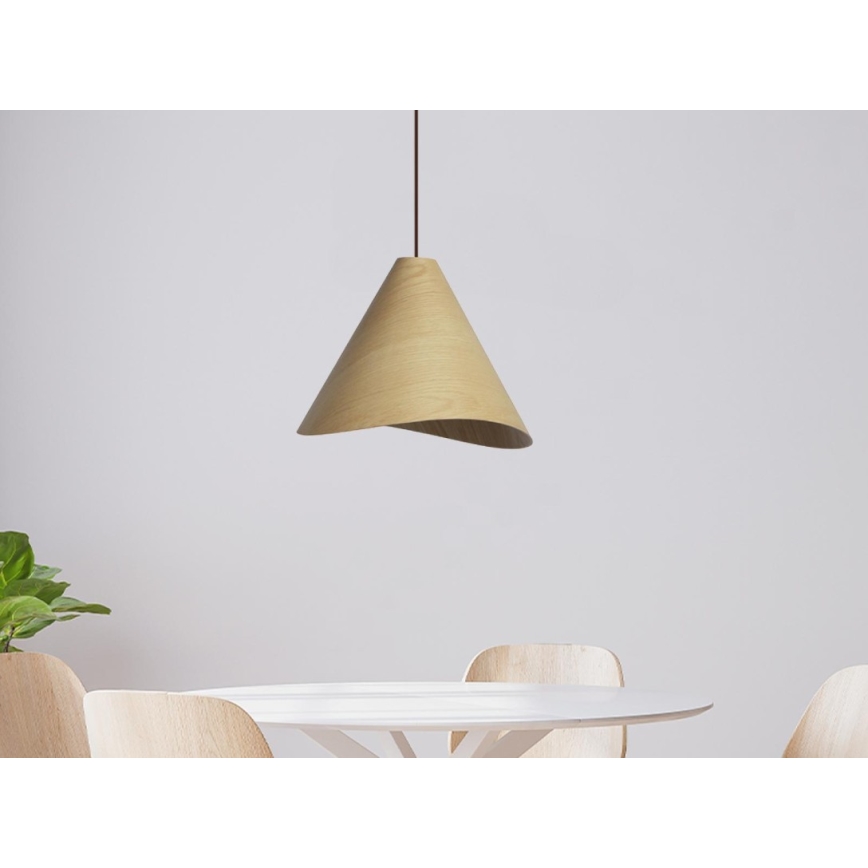 Lámpara colgante de madera con cable 1xE27/60W/230V Ø 33 cm maciza/roble/madera de caucho