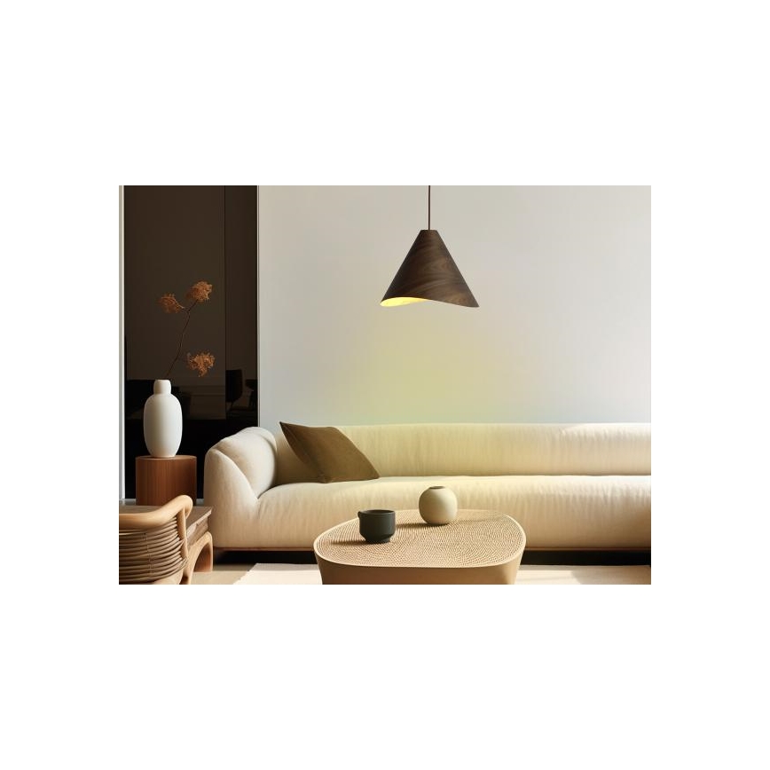 Lámpara colgante de madera con cable 1xE27/60W/230V Ø 33 cm madera maciza/nogal/madera de caucho (Hevea)