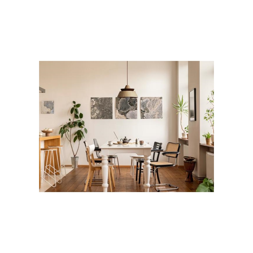 Lámpara colgante de madera con cable 1xE27/60W/230V Ø 33 cm madera maciza/roble/nogal/madera de caucho (Hevea)