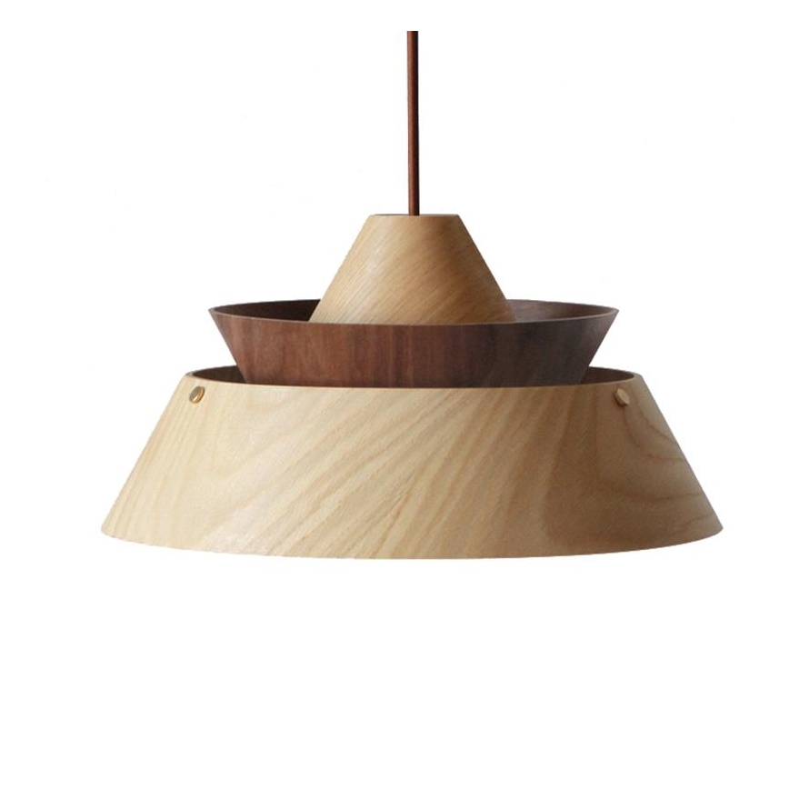 Lámpara colgante de madera con cable 1xE27/60W/230V Ø 33 cm madera maciza/roble/nogal/madera de caucho (Hevea)