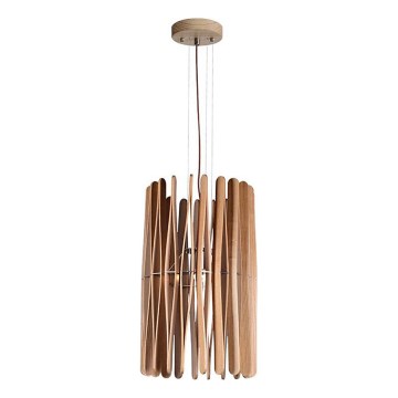 Lámpara colgante de madera con cable 1xE27/60W/230V Ø 38 cm madera maciza/fresno/madera de hevea