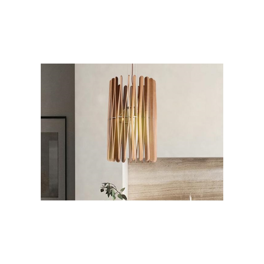 Lámpara colgante de madera con cable 1xE27/60W/230V Ø 38 cm madera maciza/fresno/madera de hevea