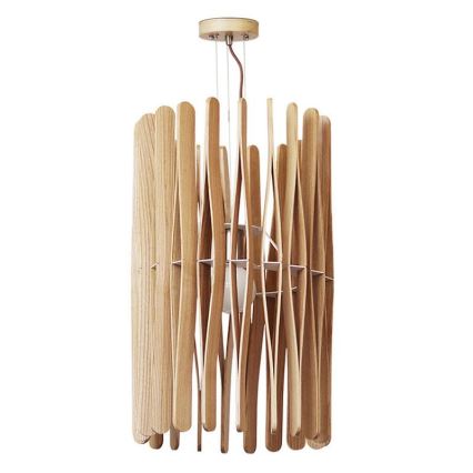 Lámpara colgante de madera con cable 1xE27/60W/230V Ø 38 cm madera maciza/fresno/madera de hevea