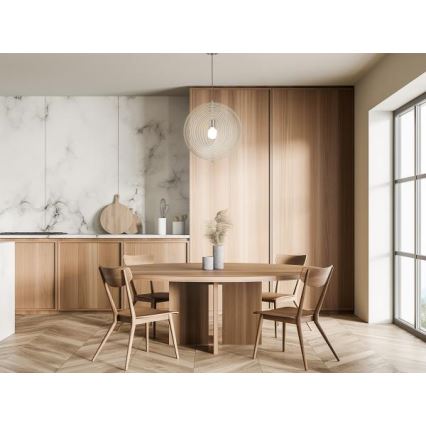 Lámpara colgante de madera con cable 1xE27/60W/230V Ø 43,5 cm madera maciza/chapa/haya/hevea