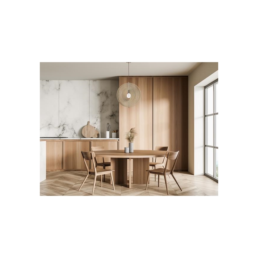 Lámpara colgante de madera con cable 1xE27/60W/230V Ø 43,5 cm madera maciza/chapa/haya/hevea