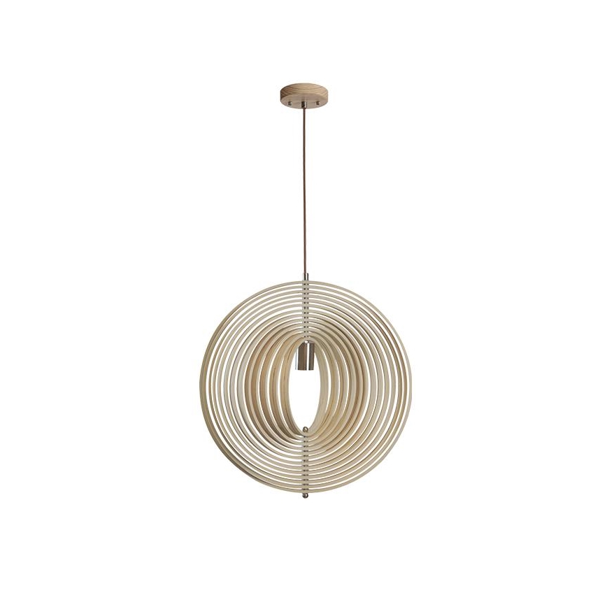 Lámpara colgante de madera con cable 1xE27/60W/230V Ø 43,5 cm madera maciza/chapa/haya/hevea