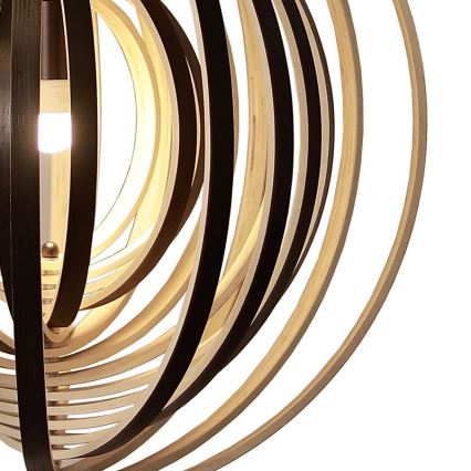 Lámpara colgante de madera con cable 1xE27/60W/230V Ø 43,5 cm madera maciza/chapa/madera de caucho (Hevea)