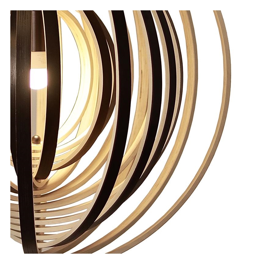 Lámpara colgante de madera con cable 1xE27/60W/230V Ø 43,5 cm madera maciza/chapa/madera de caucho (Hevea)