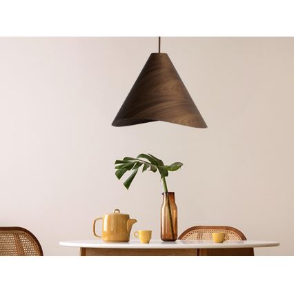Lámpara colgante de madera con cable 1xE27/60W/230V Ø 45 cm madera maciza/nogal/madera de caucho