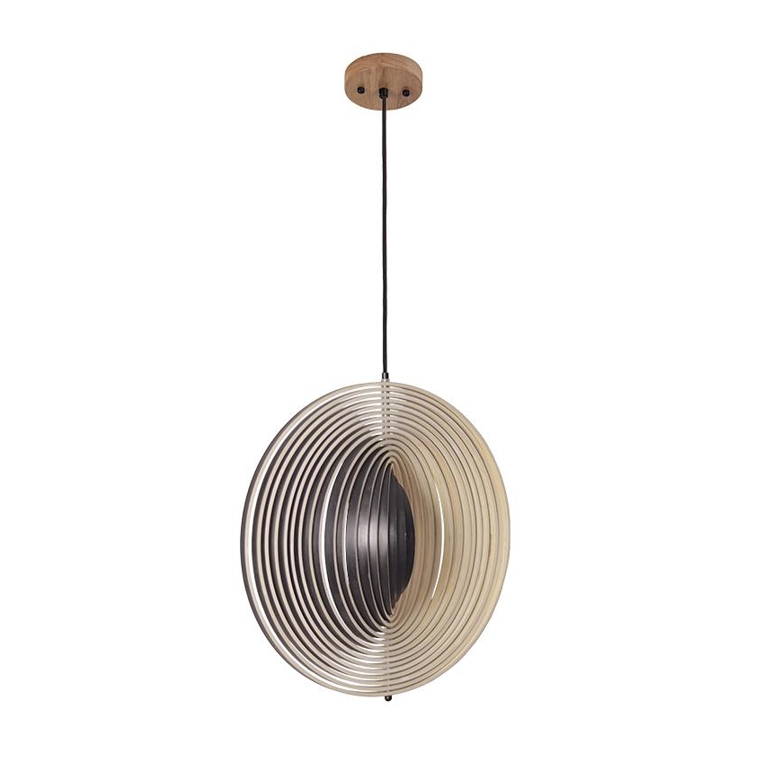 Lámpara colgante de madera con cable 1xE27/60W/230V Ø 50 cm madera maciza/chapa/Hevea (madera de caucho)