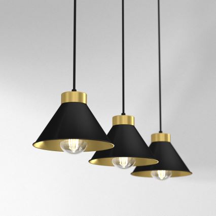Lámpara colgante DEMET 3xE27/60W/230V negro/dorado