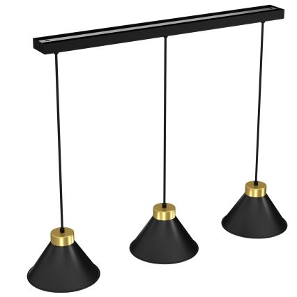 Lámpara colgante DEMET 3xE27/60W/230V negro/dorado