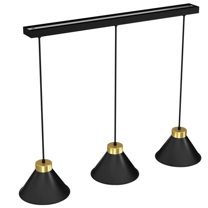 Lámpara colgante DEMET 3xE27/60W/230V negro/dorado