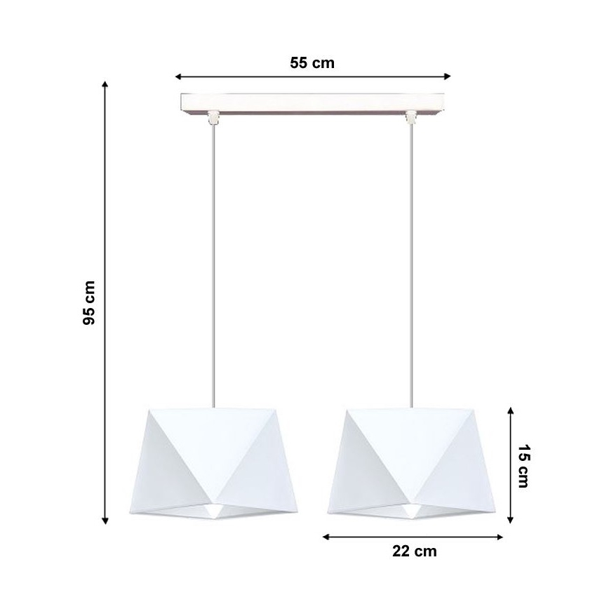 Lámpara colgante DIAMENT 2xE27/60W/230V blanco