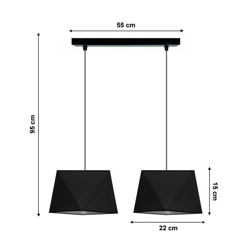 Lámpara colgante DIAMENT 2xE27/60W/230V negro