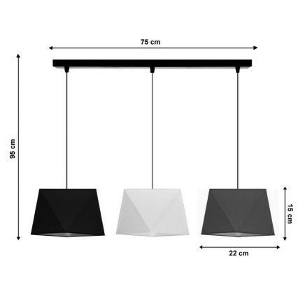 Lámpara colgante DIAMENT 3xE27/60W/230V