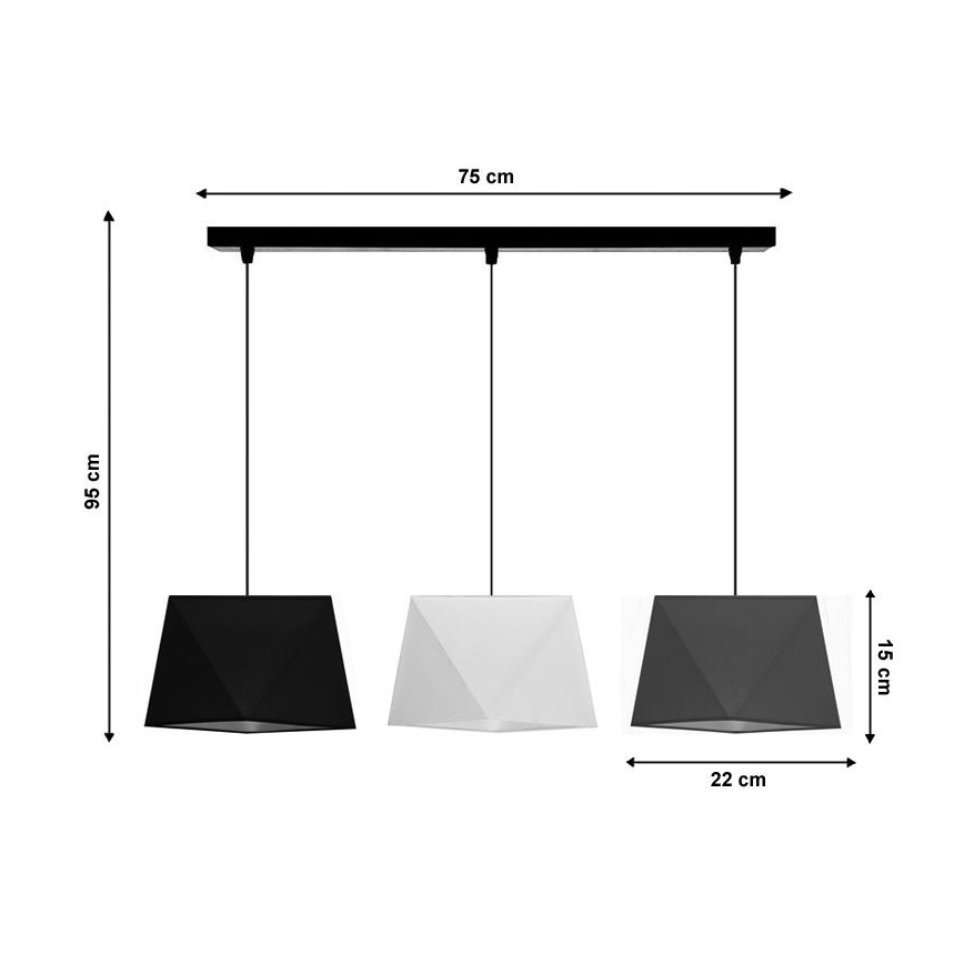 Lámpara colgante DIAMENT 3xE27/60W/230V