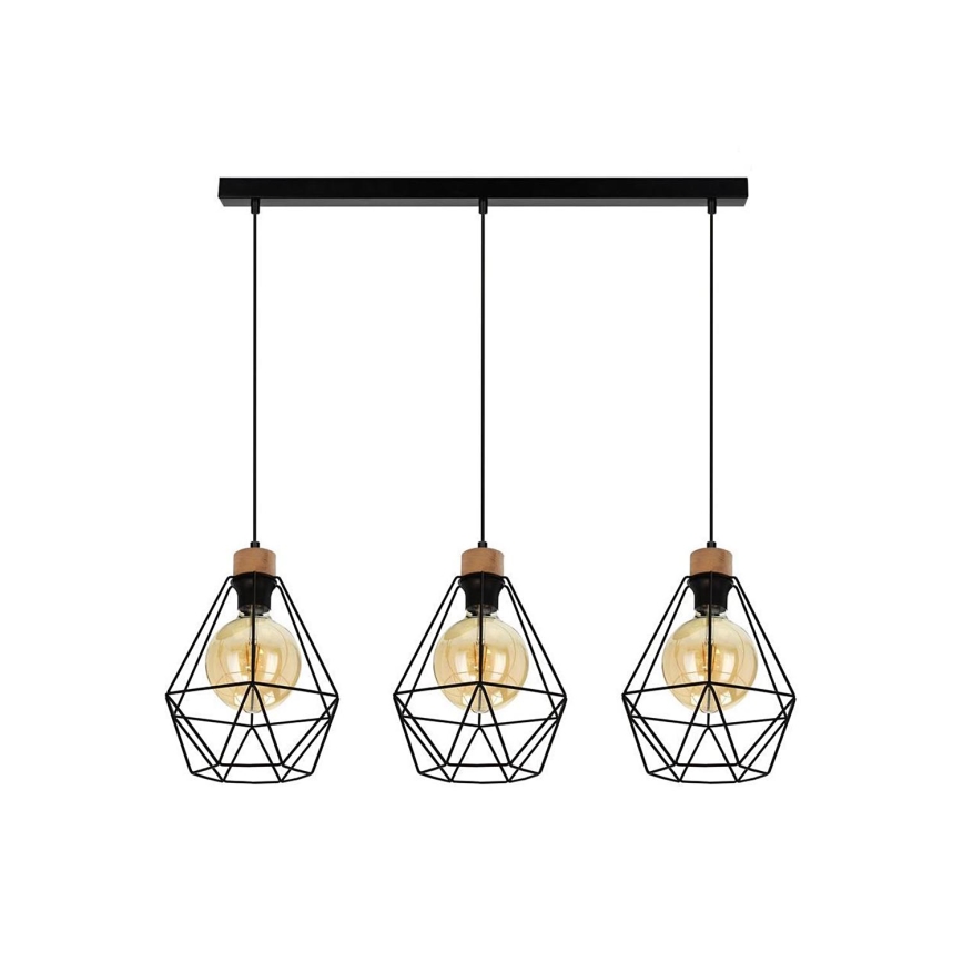 Lámpara colgante DIAMENT 3xE27/60W/230V roble