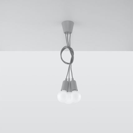 Lámpara colgante DIEGO 3xE27/60W/230V gris