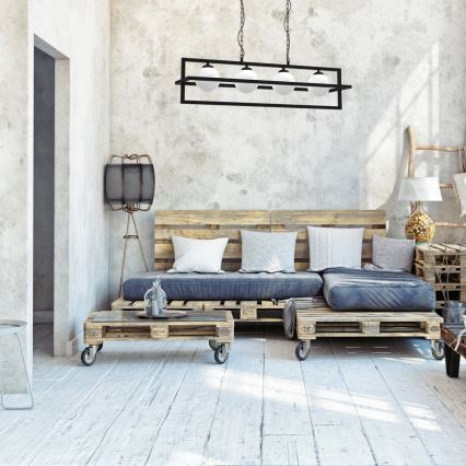 Lámpara colgante con cadena DIEGO 4xE14/40W/230V negro