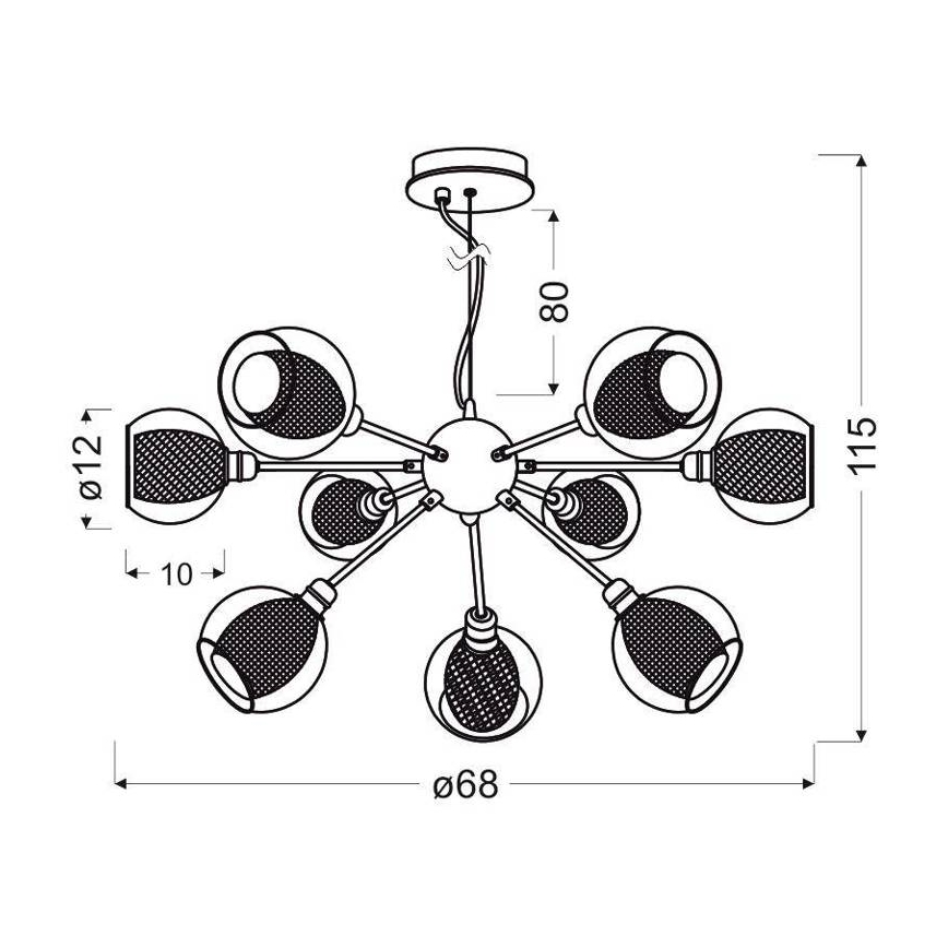 Lámpara colgante DIXI 9xE14/40W/230V
