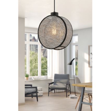 Lámpara colgante DRUM de cable 1xE27/60W/230V gris/negro