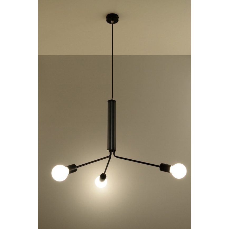 Lámpara colgante DUOMO 3D 3xE27/60W/230V negro