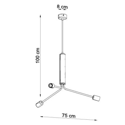 Lámpara colgante DUOMO 3D 3xE27/60W/230V negro