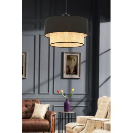 Lámpara colgante ECHO 1xE27/60W/230V negra/beige