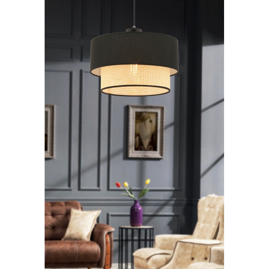 Lámpara colgante ECHO 1xE27/60W/230V negra/beige