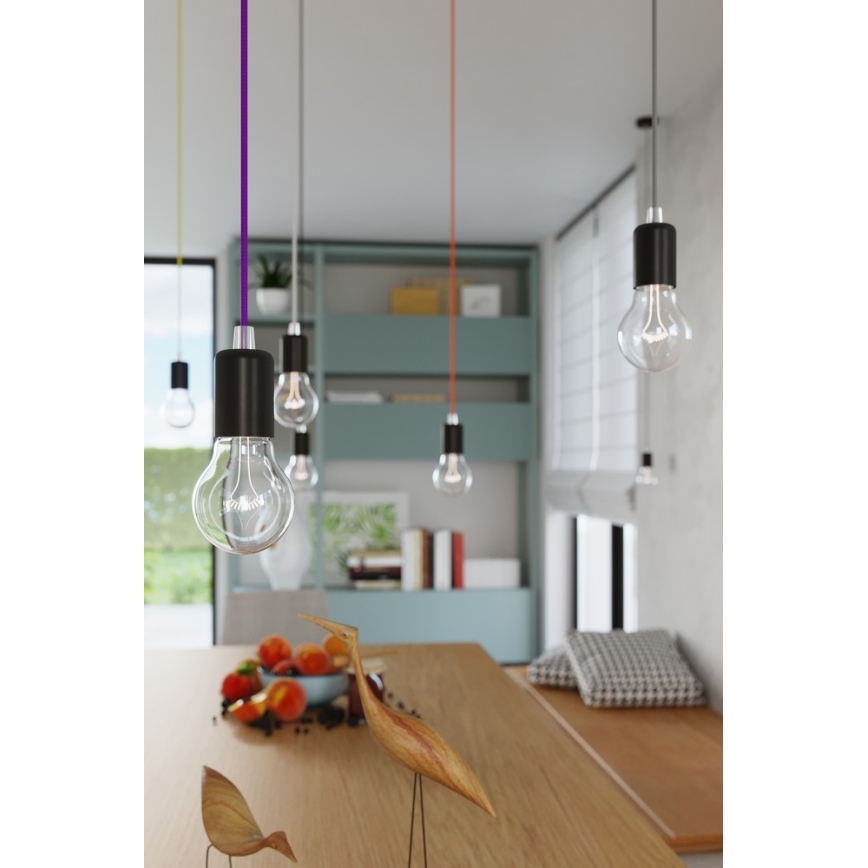 Lámpara colgante EDISON 1xE27/60W/230V negro