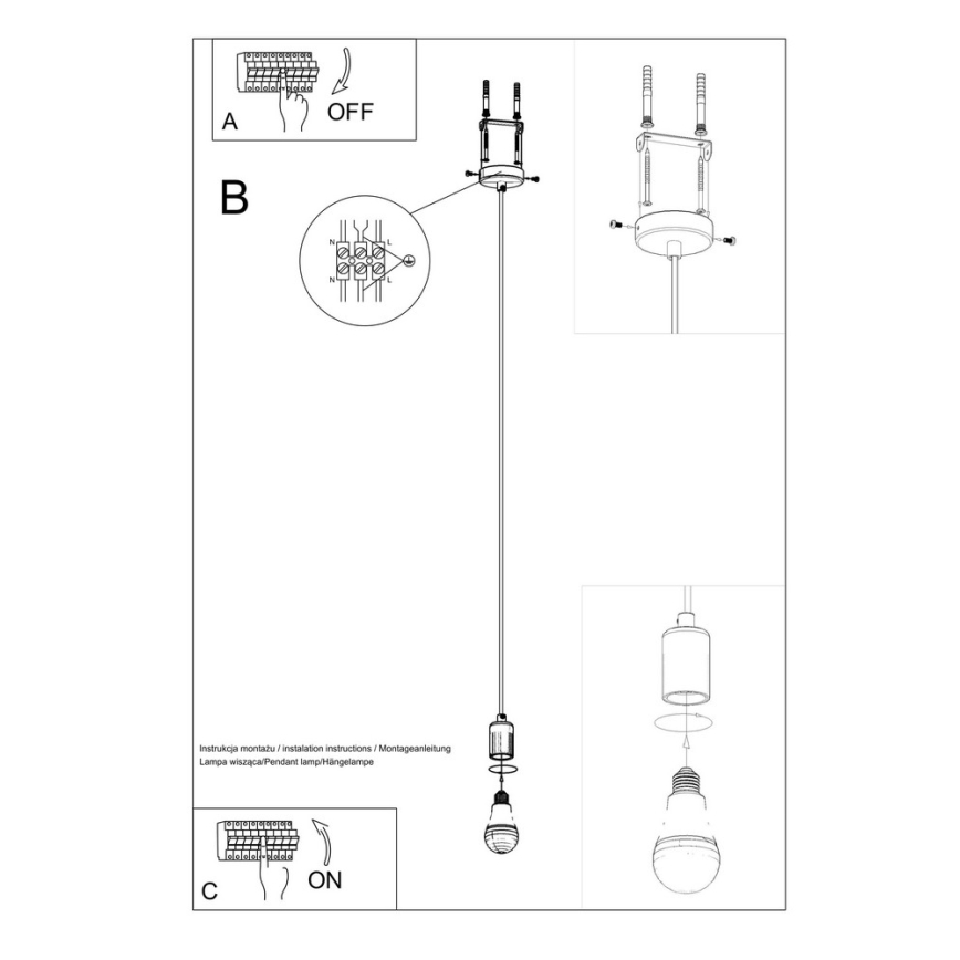 Lámpara colgante EDISON 1xE27/60W/230V negro