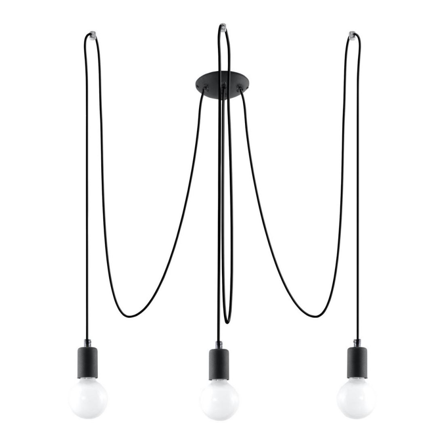 Lámpara colgante EDISON 3 3xE27/60W/230V araña negro