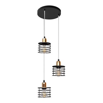 Lámpara colgante EDISON 3xE27/15W/230V redonda