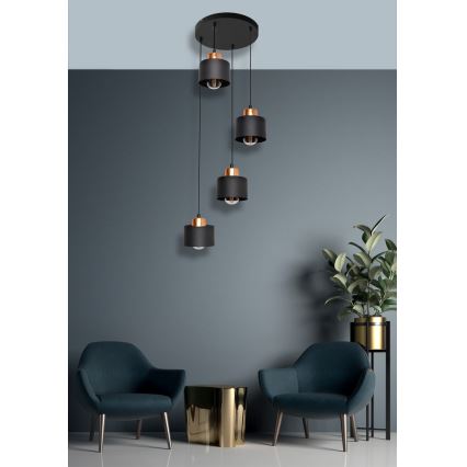 Lámpara colgante EDISON 4xE27/15W/230V