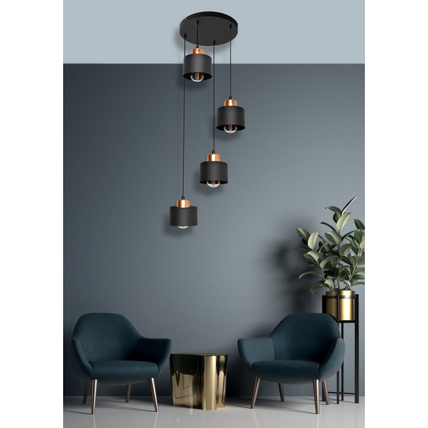 Lámpara colgante EDISON 4xE27/15W/230V