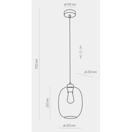 Lámpara colgante con cable ELIO 1xE27/15W/230V