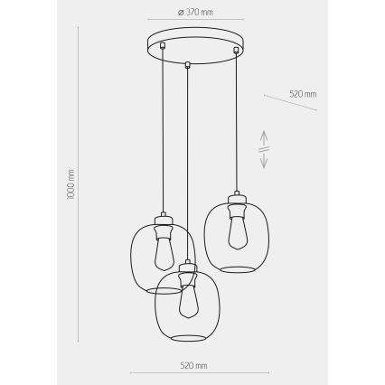 Lámpara colgante con cable ELIO 3xE27/15W/230V