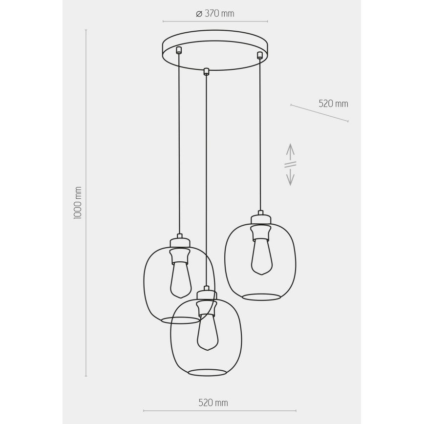 Lámpara colgante con cable ELIO 3xE27/15W/230V