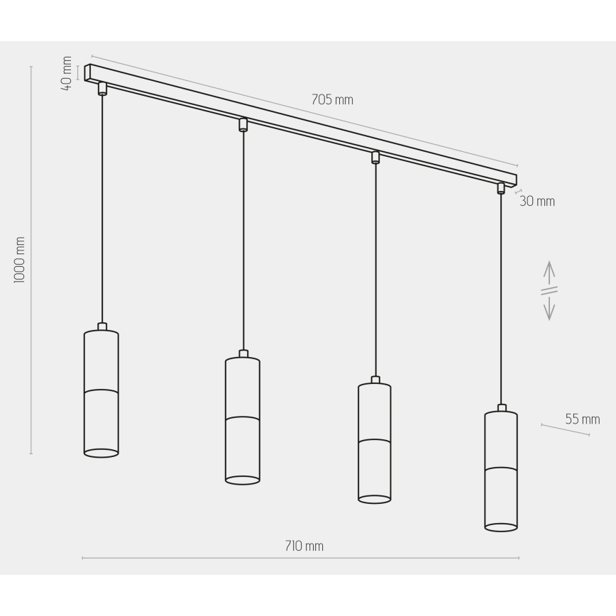 Lámpara colgante ELIT 4xGU10/10W/230V negro