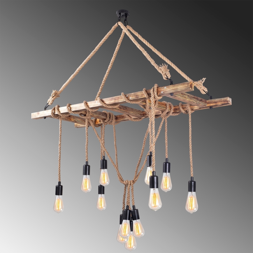 Lámpara colgante EREBOS 12xE27/40W/230V marrón