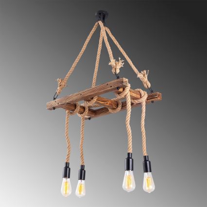 Lámpara colgante EREBOS 4xE27/40W/230V marrón