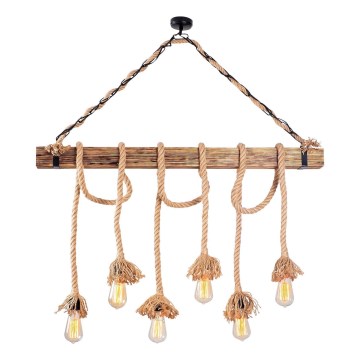 Lámpara colgante EREBOS 6xE27/40W/230V marrón