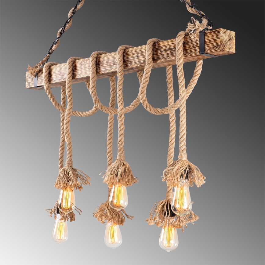 Lámpara colgante EREBOS 6xE27/40W/230V marrón