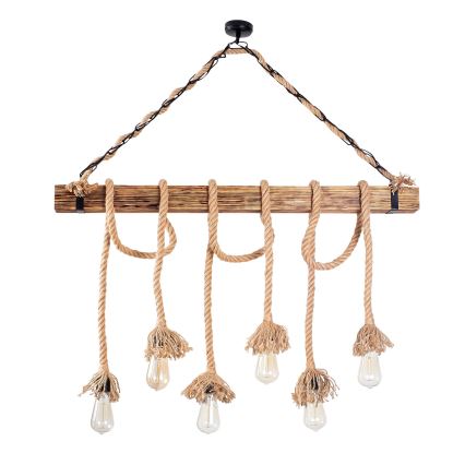 Lámpara colgante EREBOS 6xE27/40W/230V marrón