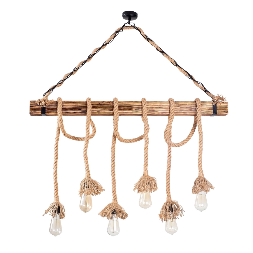 Lámpara colgante EREBOS 6xE27/40W/230V marrón