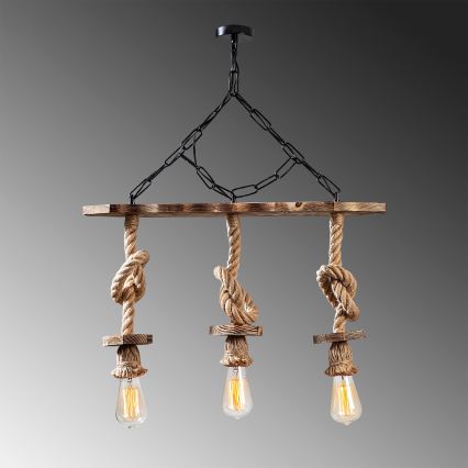 Lámpara colgante EREBOS con cadena 3xE27/40W/230V marrón