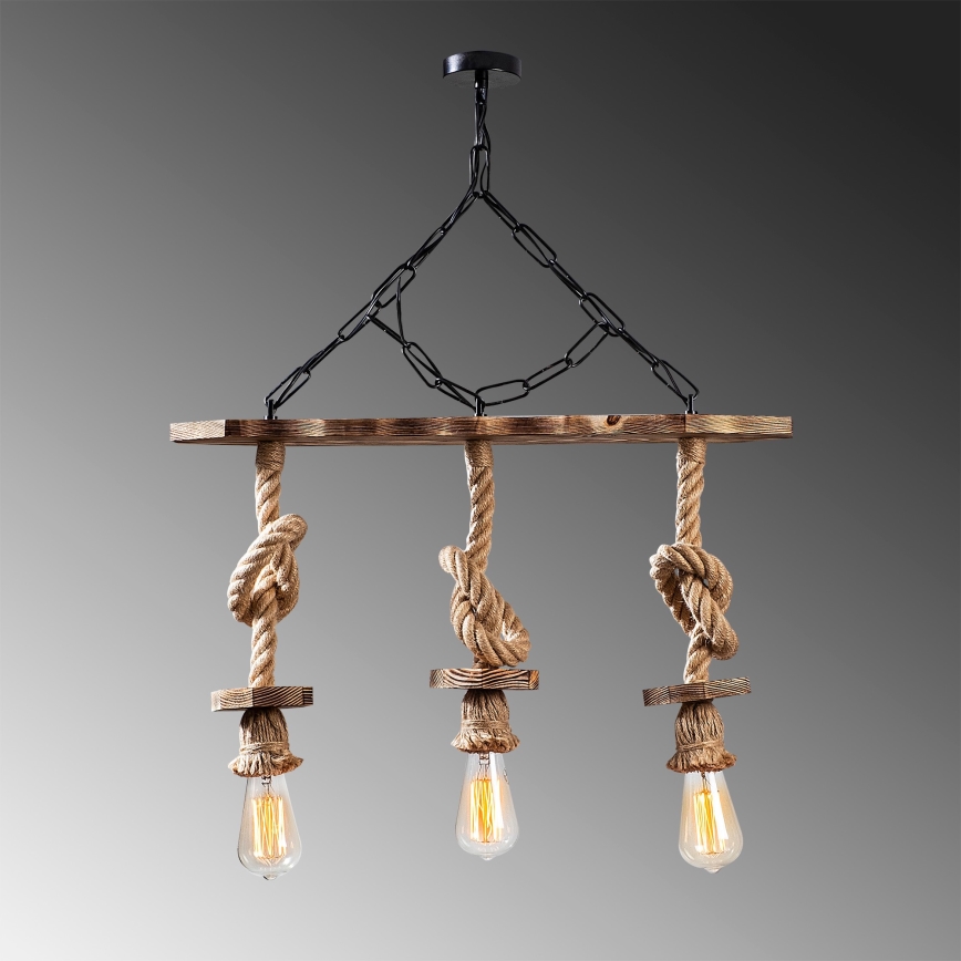 Lámpara colgante EREBOS con cadena 3xE27/40W/230V marrón