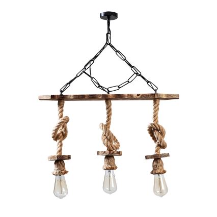 Lámpara colgante EREBOS con cadena 3xE27/40W/230V marrón