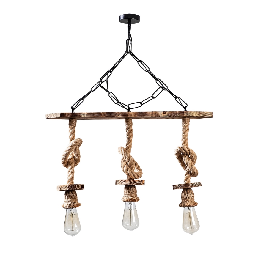 Lámpara colgante EREBOS con cadena 3xE27/40W/230V marrón